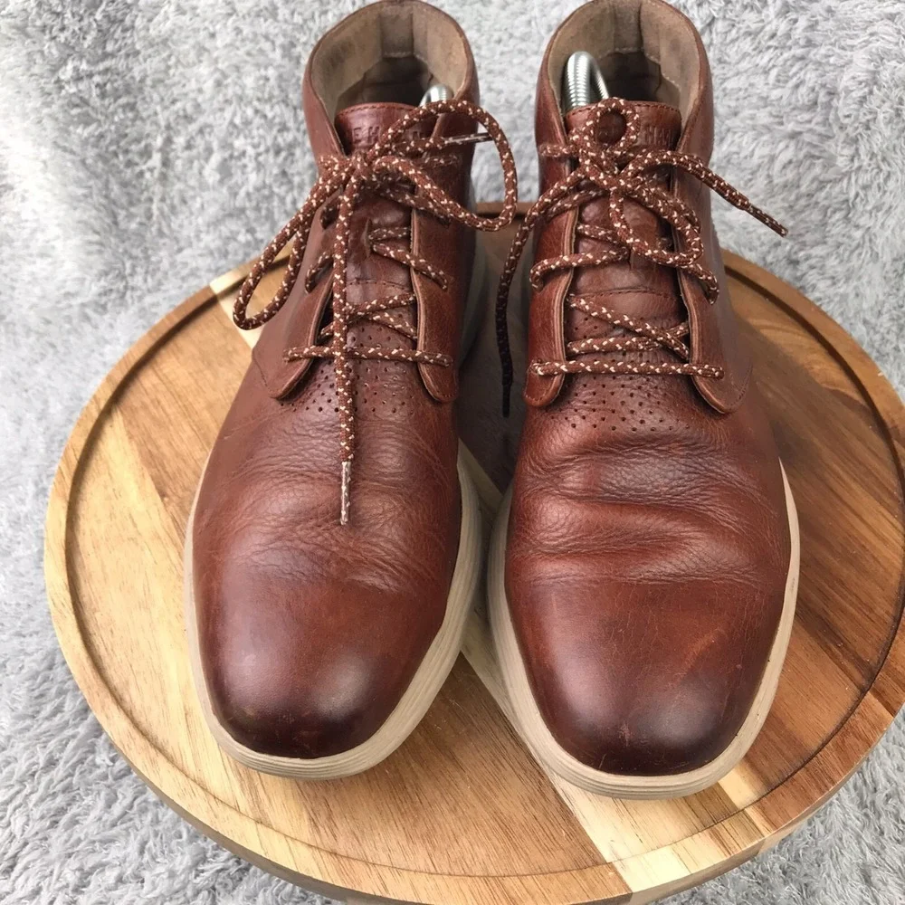 Cole Haan Original GrandChukka Boots Mens 9.5M Brown Patina Leather Shoes C25564